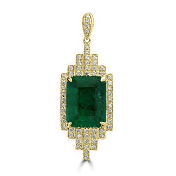 4.9ct Emerald Pendants with 0.26tct Diamond set in 18K Yellow Gold