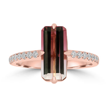 2.53ct Tourmaline Rings with 0.25tct Diamond set in 18K Rose Gold