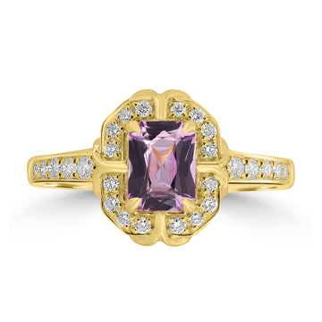 0.82ct Sapphire Rings with 0.23tct Diamond set in 18K Yellow Gold