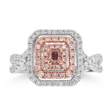 0.25ct Pink Diamond Rings with 0.73tct Diamond set in 18K Two Tone Gold