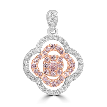 0.06ct Pink Diamond Pendants with 0.43tct Diamond set in 18K Two Tone Gold