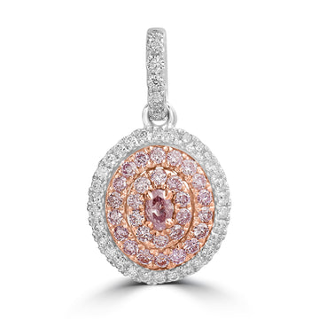 0.07ct Pink Diamond Pendants with 0.43tct Diamond set in 18K Two Tone Gold