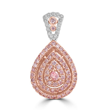 0.09ct Pink Diamond Pendants with 0.67tct Diamond set in 18K Two Tone Gold