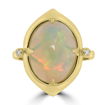 5.76ct Opal Rings with 0.025tct Diamond set in 14K Yellow Gold