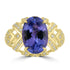 5.33ct Tanzanite Rings with 0.229tct Diamond set in 14K Yellow Gold