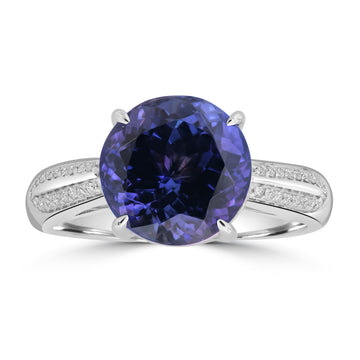 5.68ct Tanzanite Rings with 0.12tct Diamond set in 14K White Gold