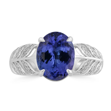 3.58ct Tanzanite Rings with 0.173tct Diamond set in 14K White Gold