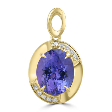 6.17ct Tanzanite Pendants with 0.15tct Diamond set in 14K Yellow Gold