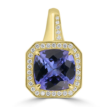 3.46ct Tanzanite Pendants with 0.191tct Diamond set in 14K Yellow Gold