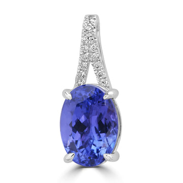 3.04ct Tanzanite Pendants with 0.074tct Diamond set in 14K White Gold