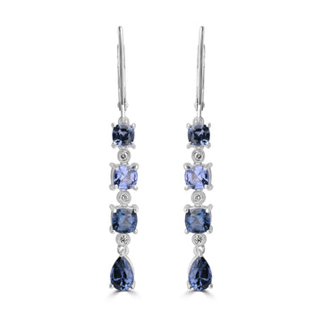 2.81ct Spinel Earrings with 0.06tct Diamond set in 18K White Gold