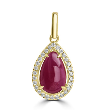 2.32ct Ruby Pendants with 0.155tct Diamond set in 18K Yellow Gold