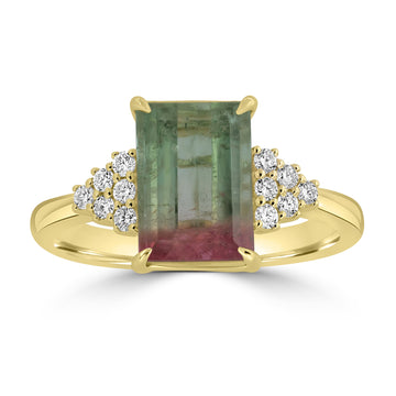 2.89ct Tourmaline Rings with 0.173tct Diamond set in 14K Yellow Gold