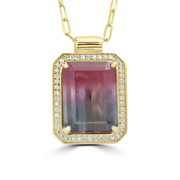 17.124ct Tourmaline Necklaces with 0.263tct Diamond set in 18K Yellow Gold