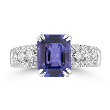 2.71ct Tanzanite Rings with 0.48tct Diamond set in 18K White Gold