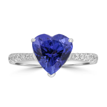 2.92ct Tanzanite Rings with 0.773tct Diamond set in 18K White Gold