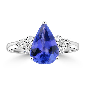 2.48ct Tanzanite Rings with 0.38tct Diamond set in 18K White Gold