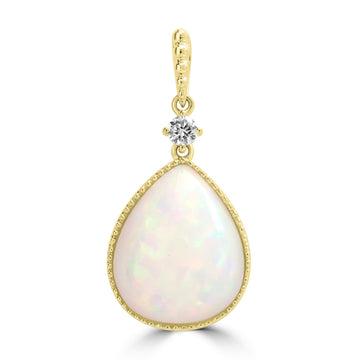6.25ct Opal Pendants with 0.103tct Diamond set in 18K Yellow Gold