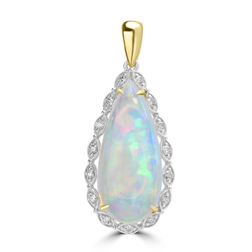 5.98ct Opal Pendants with 0.264tct Diamond set in 18K Two Tone Gold