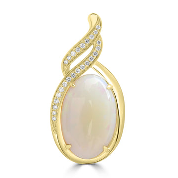 6.44ct Opal Pendants with 0.153tct Diamond set in 18K Yellow Gold