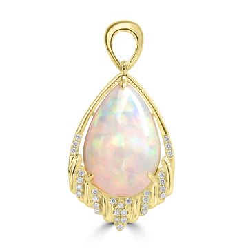 7.19ct Opal Pendants with 0.14tct Diamond set in 18K Yellow Gold