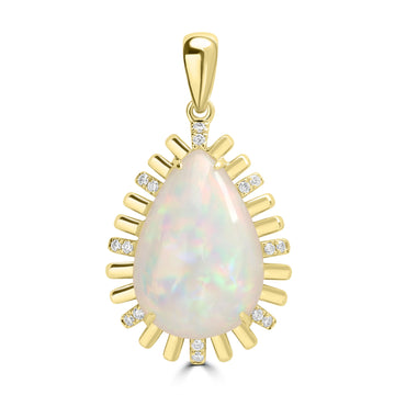 6.26ct Opal Pendants with 0.11tct Diamond set in 18K Yellow Gold