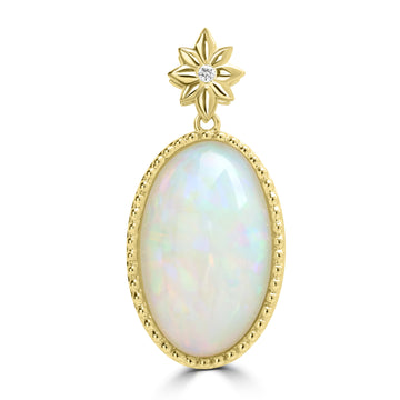 7.08ct Opal Pendants with 0.012tct Diamond set in 18K Yellow Gold