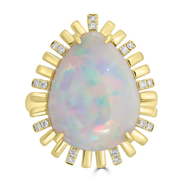 8.26ct Opal Rings with 0.124tct Diamond set in 18K Yellow Gold