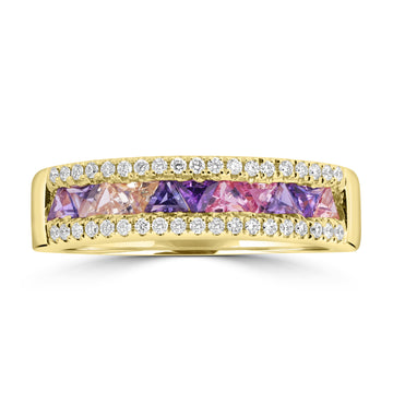 0.603ct Sapphire Rings with 0.17tct Diamond set in 18K Yellow Gold