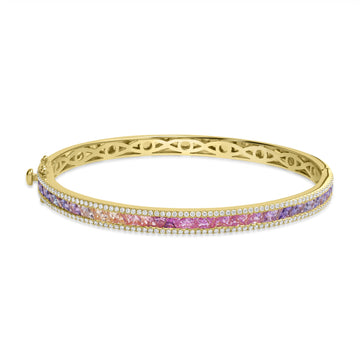 2.58ct Sapphire Bangles with 0.68tct Diamond set in 18K Yellow Gold