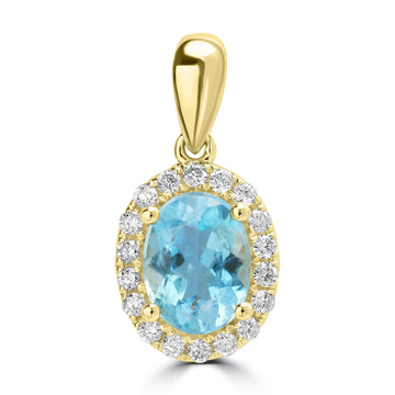 1.14ct Aquamarine Pendants with 0.193tct Diamond set in 18K Yellow Gold