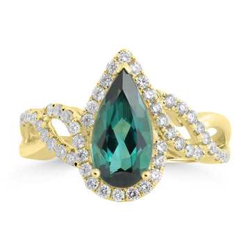 1.46ct Tourmaline Rings with 0.41tct Diamond set in 18K Yellow Gold