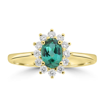 0.63ct Tourmaline Rings with 0.256tct Diamond set in 18K Yellow Gold