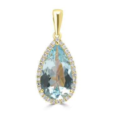 3.53ct Aquamarine Pendants with 0.242tct Diamond set in 18K Yellow Gold