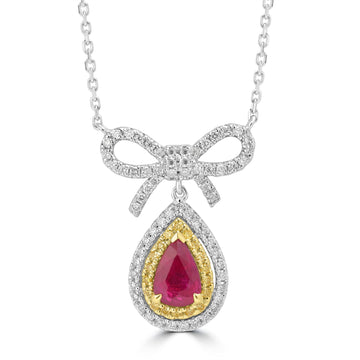 1.15ct Ruby Necklaces with 0.444tct Diamond set in 18K Two Tone Gold