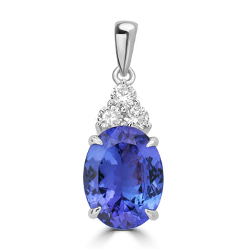 4.99ct Tanzanite Pendants with 0.182tct Diamond set in 18K White Gold