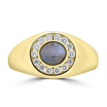 1.63ct Cats Eye Alexandrite Rings with 0.334tct Diamond set in 18K Yellow Gold