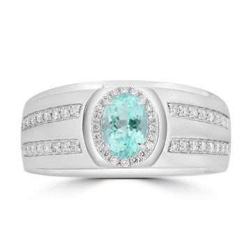 0.96ct Paraiba Tourmaline Rings with 0.308tct Diamond set in 18K White Gold