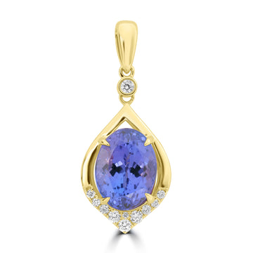 5.12ct Tanzanite Pendants with 0.195tct Diamond set in 18K Yellow Gold
