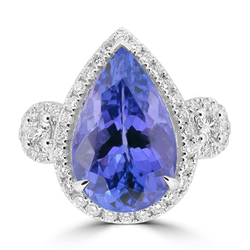 6.96ct Tanzanite Rings with 0.868tct Diamond set in 18K White Gold