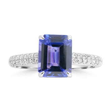 2.3ct Tanzanite Rings with 0.263tct Diamond set in 18K White Gold