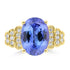 6.31ct Tanzanite Rings with 0.237tct Diamond set in 14K Yellow Gold