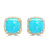 7.94ct Turquoise Earrings with 0.303tct Diamond set in 14K Yellow Gold