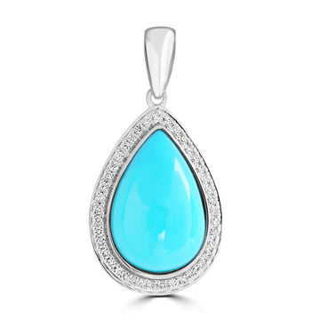 4.54ct Turquoise Pendants with 0.176tct Diamond set in 14K White Gold