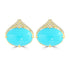 8.77ct Turquoise Earrings with 0.13tct Diamond set in 14K Yellow Gold
