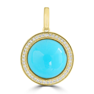 5.62ct Turquoise Pendants with 0.17tct Diamond set in 14K Yellow Gold