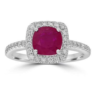 1.71ct  Ruby Rings with 0.33tct Diamond set in 14K White Gold