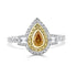 0.33Tct Yellow Diamond Ring With 0.60Tct Diamonds Set In 18Kt Two Tone Gold