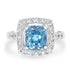 6.84ct Blue Zircon Ring with 0.86tct Diamonds set in 14K White Gold
