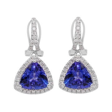 5.37tct Tanzanite earrings with 0.55tct diamonds set in 14K white gold